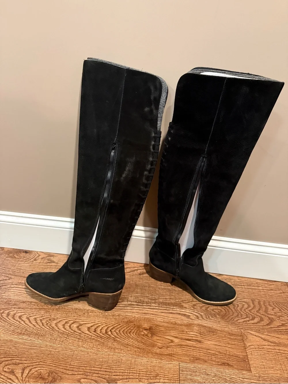 Lucky Brand Black Suede Tall Riding Boots - Classic Women's Knee-High Style